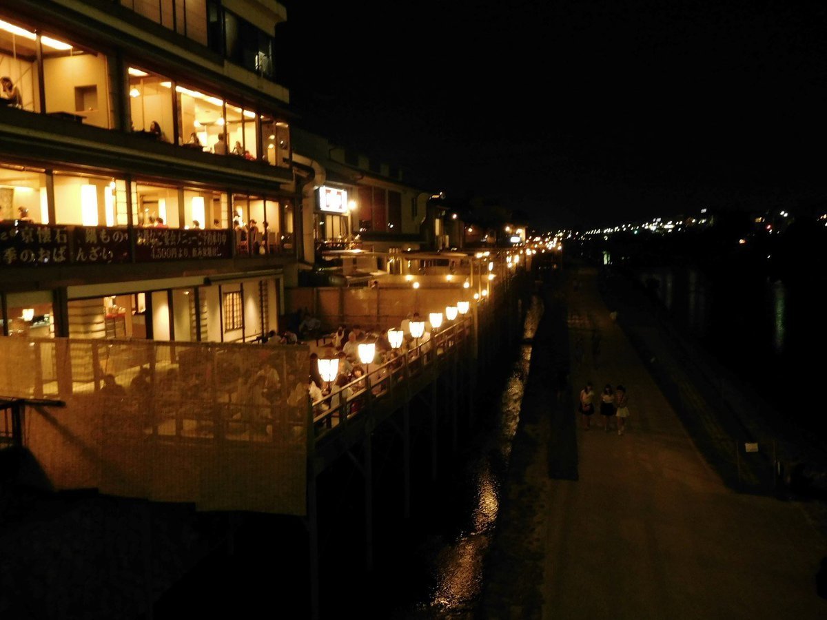 Restaurants overlooking the main river in the centre 