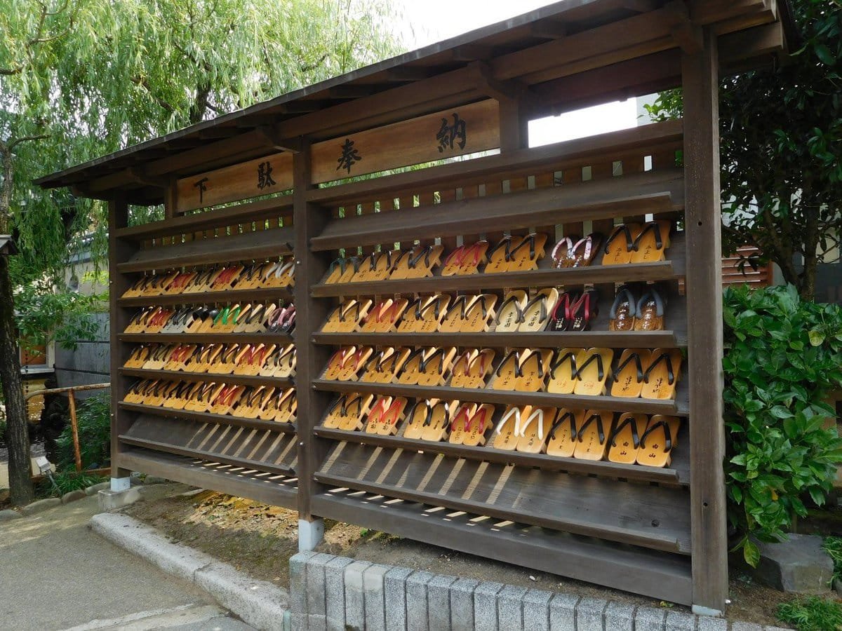 Wooden slippers just outside the station