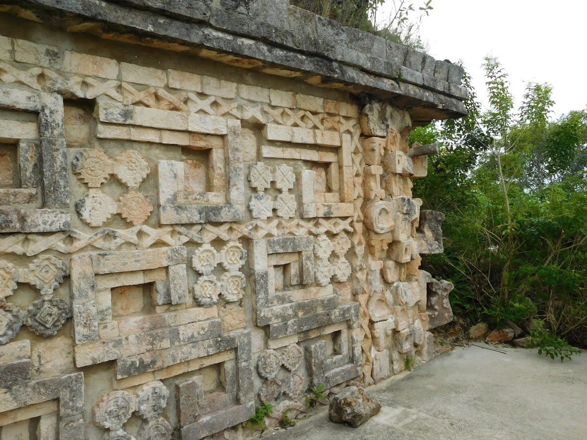 Carved details on a temple atop the pyramid