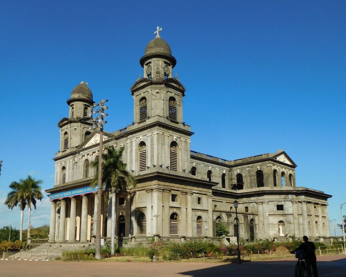 The shell of the old Cathedral still stands after the quake. The most interesting sight in old downtown