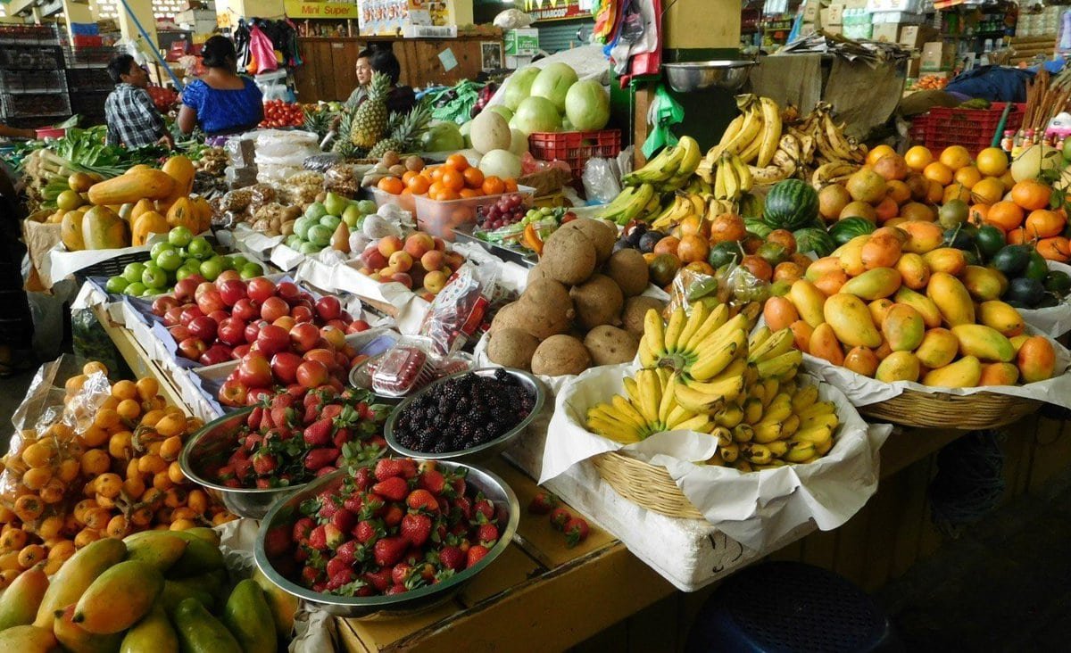 At the market all the fruit looks mouth watering