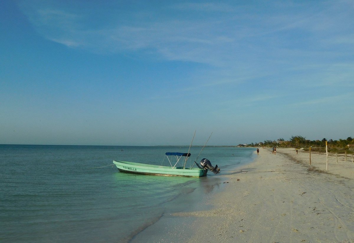 The beach spans the northern length of Holbox