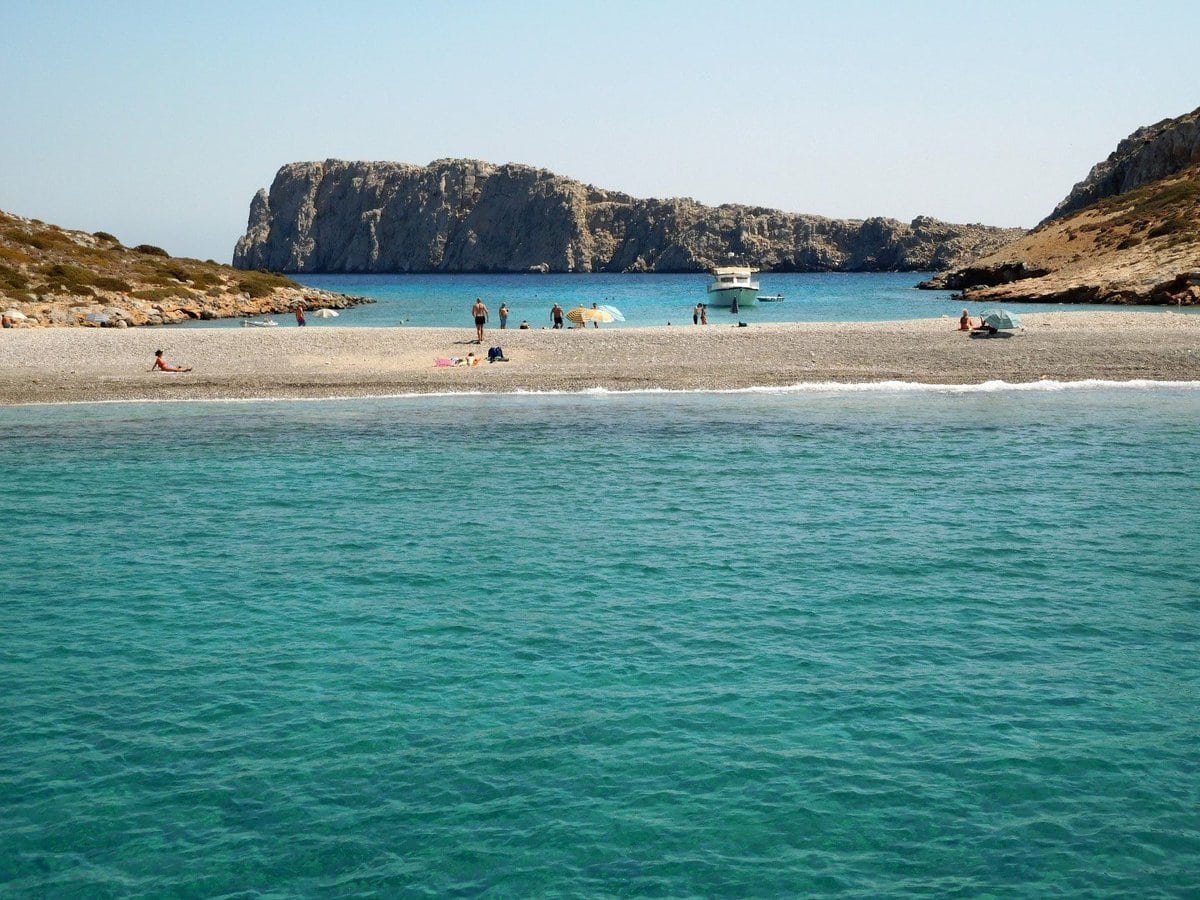 Just a narrow strip of gravelly beach linking the island